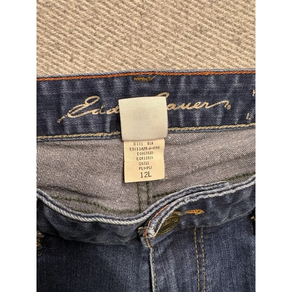 Eddie Bauer Curvy Bootcut Jeans Size 12L Medium Wash Blue Denim Stretch Long